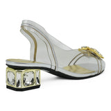 Azurée Mawa 13B Slingback Διάφανα Γοβάκια με Κρύσταλλα - Ασημί με Χρυσό