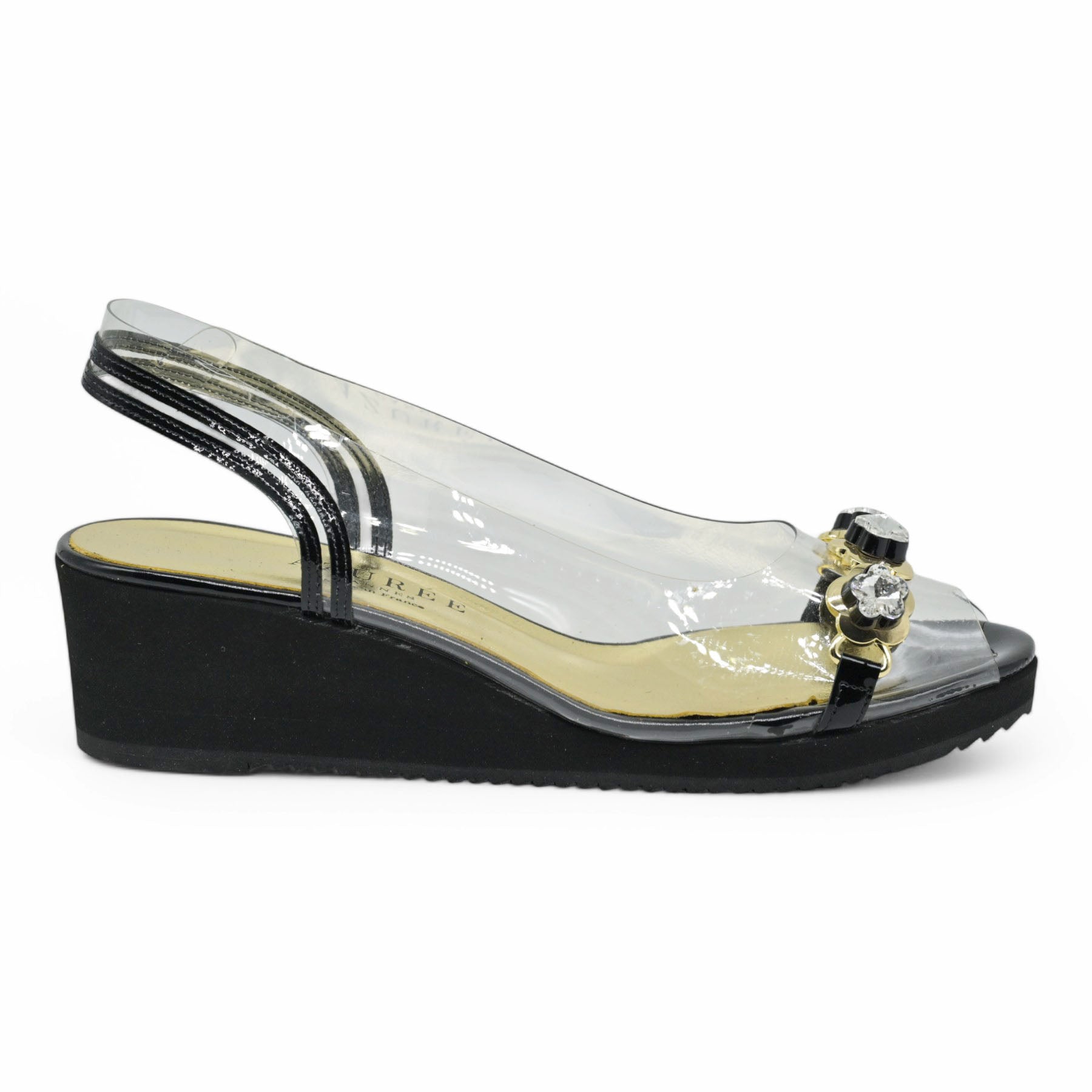 Azurée Modim Slingback Διάφανες Πλατφόρμες με Κρύσταλλα - Μαύρo