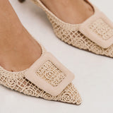 Bibi Lou 652 Slingback Γόβες με Φιλέ - Off White