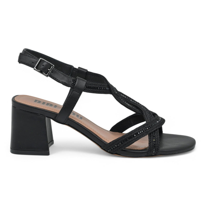 Bibi Lou 821 Πέδιλο με T-Strap Πλέξη - Μαύρο
