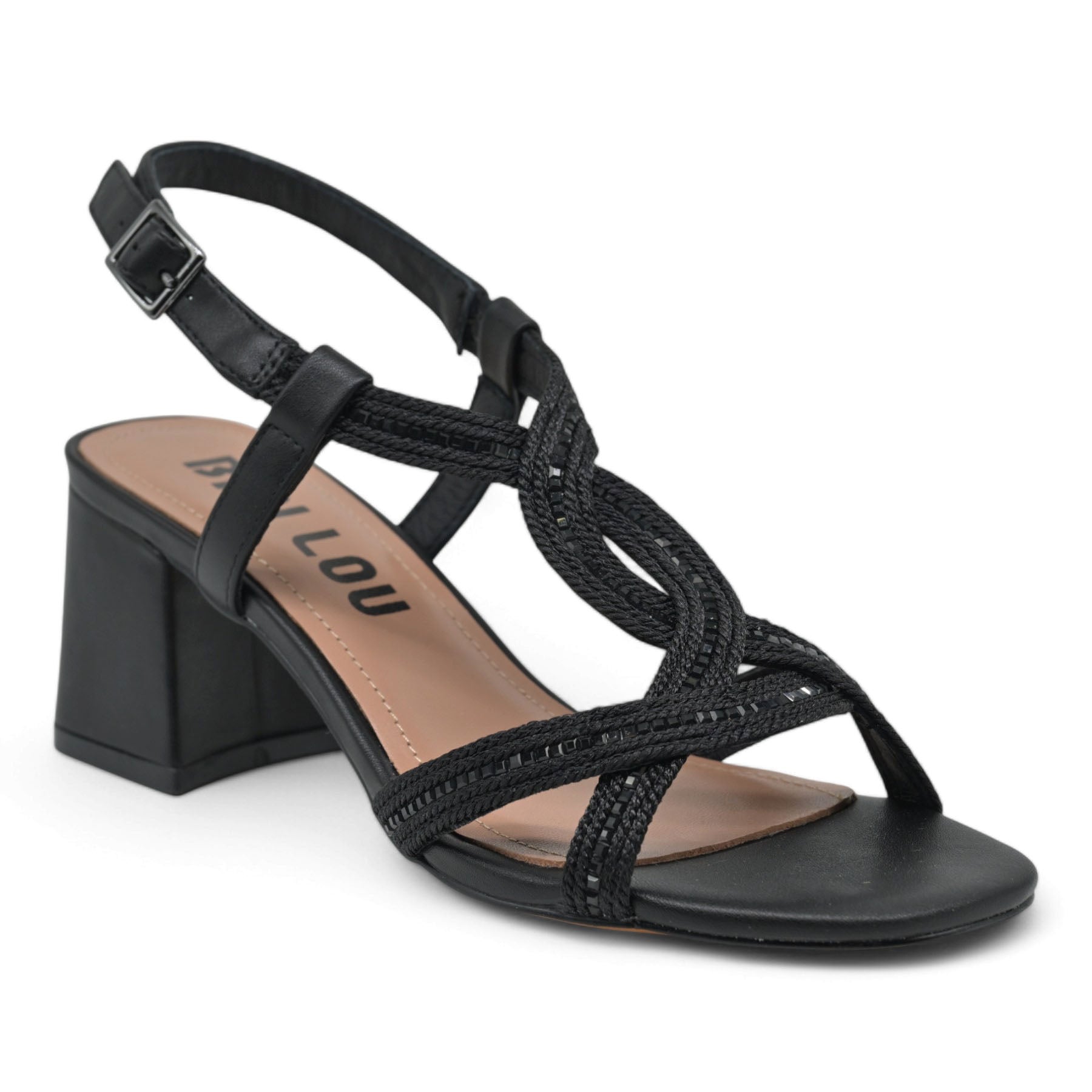 Bibi Lou 821 Πέδιλο με T-Strap Πλέξη - Μαύρο