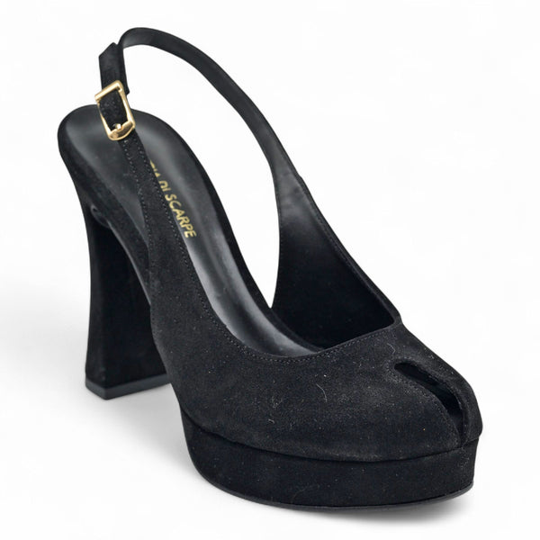 Galleria Di Scarpe Bueno Slingback Γόβες με Χοντρό Τακούνι - Μαύρο Σουέντ
