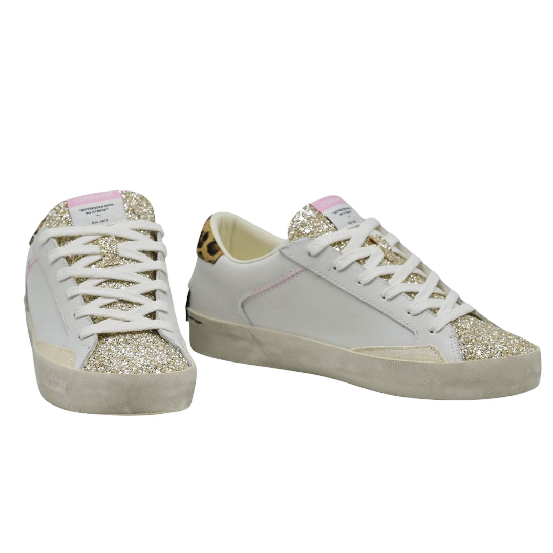 Crime 20007 Sneakers Leo Δερμάτινα - Άσπρο με Λεοπάρ