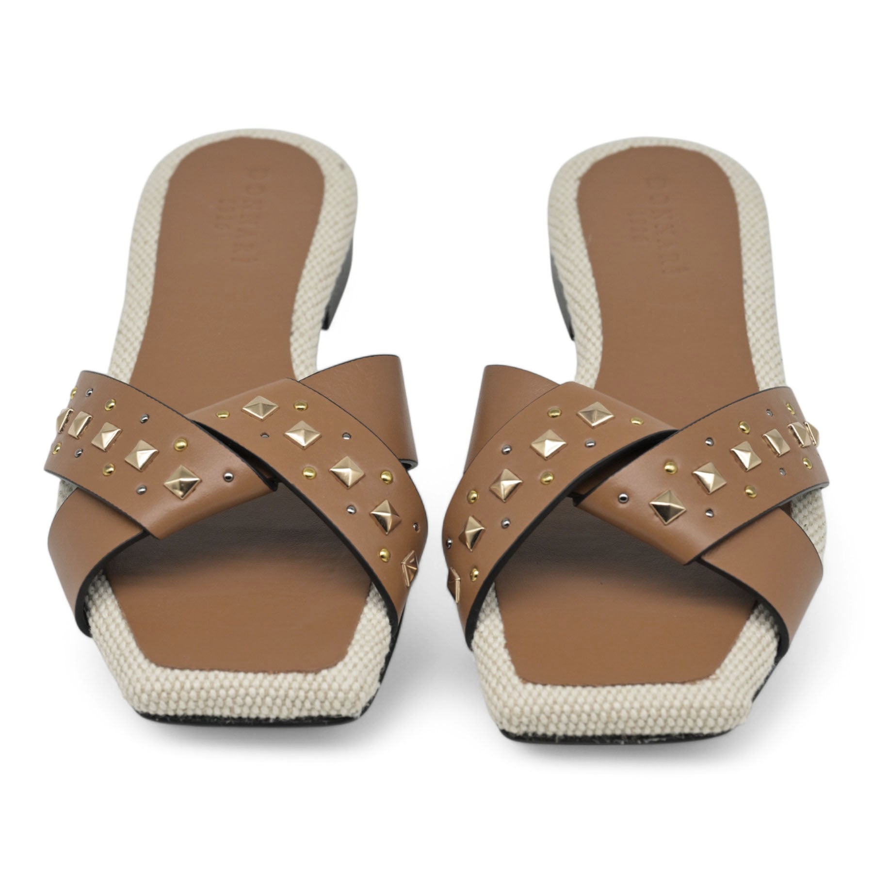 Donnari 06BB Φλατ Παντόφλες Χιαστί με Τρουκς - Cuoio