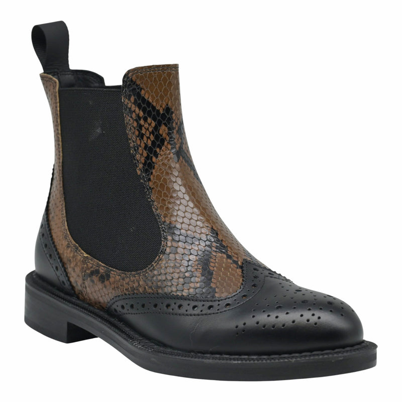 FRAU 95Y7 Μποτάκια Chelsea Flat - Μαύρο με Καφέ