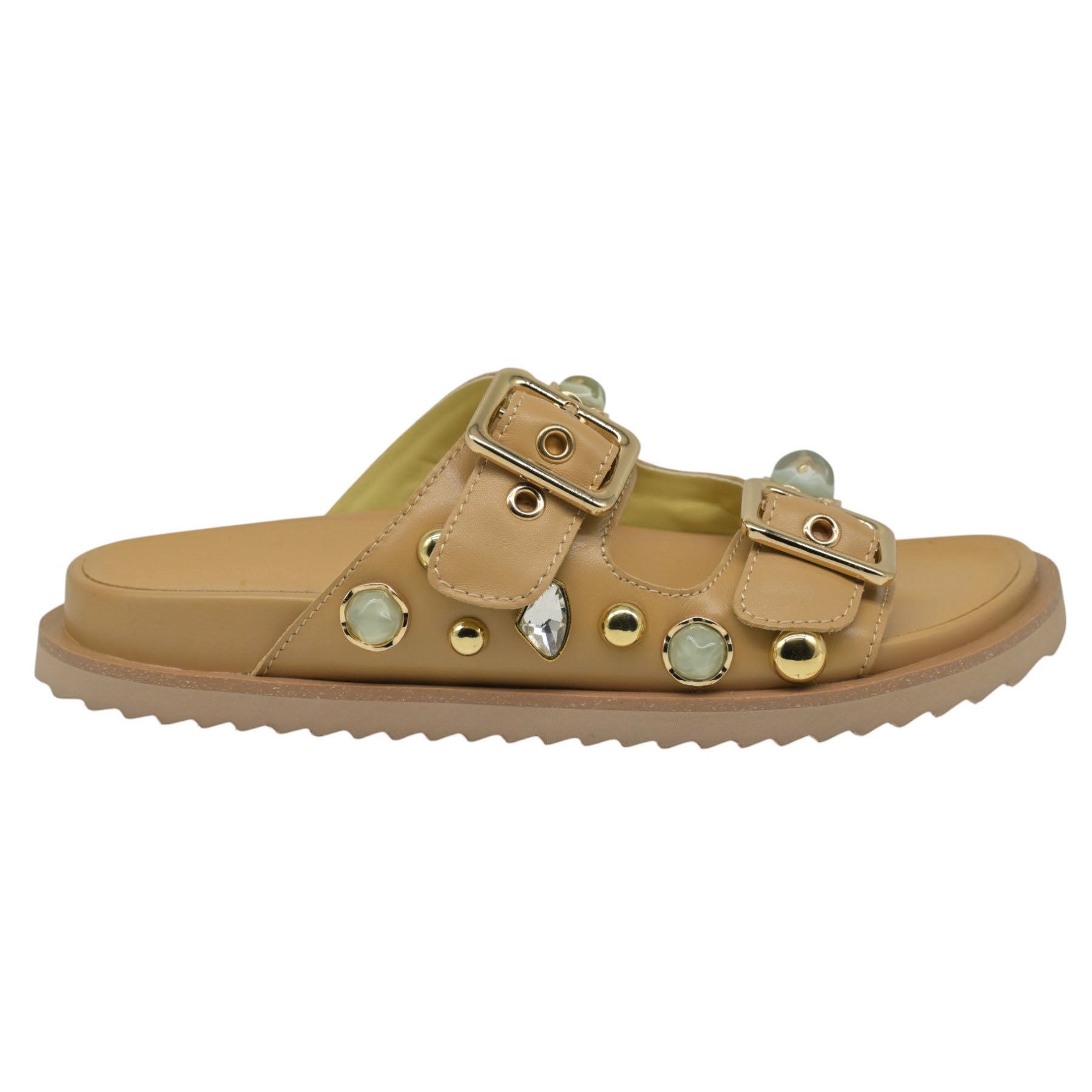 Favela Granite Παντόφλες με Αγκράφες και Πέτρες - Cuoio