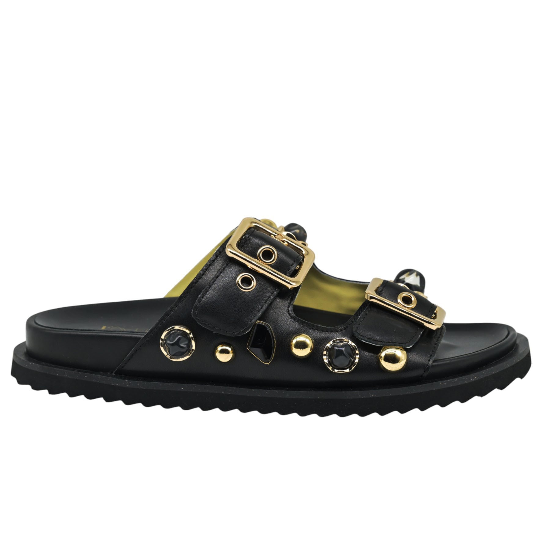 Favela Granite Παντόφλες με Αγκράφες και Πέτρες - Μαύρο