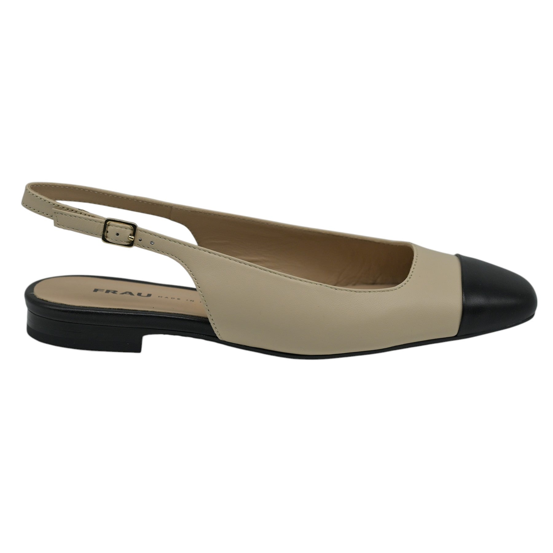 Frau 91P1 Slingback Μπαλαρίνες - Εκρού με Μαύρο