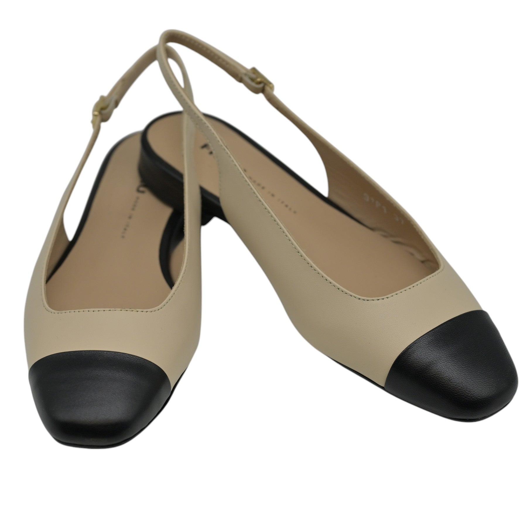 Frau 91P1 Slingback Μπαλαρίνες - Εκρού με Μαύρο