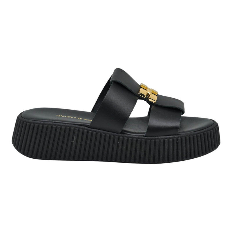 Galleria di Scarpe 24/211 Παντόφλες Δίπατες με Τόκα - Μαύρο