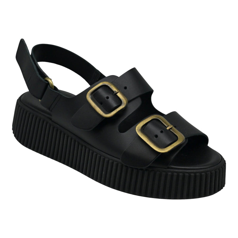 Galleria di Scarpe 24/39 Δίπατα Σανδάλια με Αγκράφες & Velcro - Μαύρες