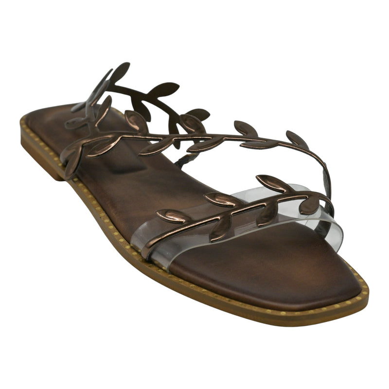 Galleria di Scarpe 25/8 Φλατ Σανδάλια με Διακοσμητικά Φύλλα - Bronze