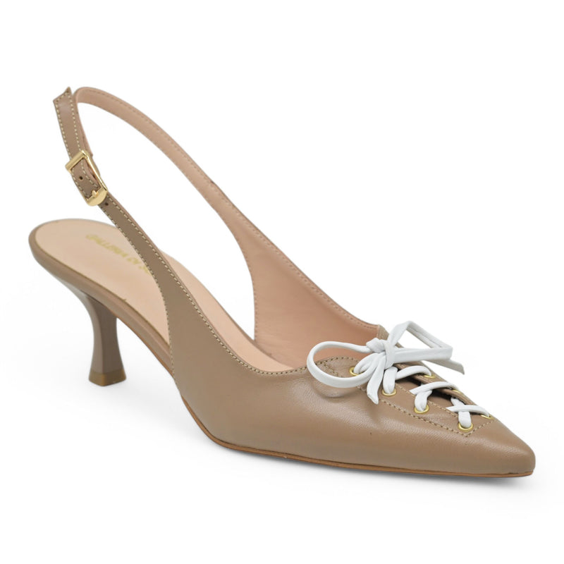 Galleria di Scarpe Nicolle Slingback Γόβες με Φιογκάκι - Μόκα