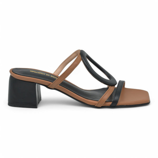Galleria di Scarpe Twins Mules με Σχέδιο από Γεωμετρικά Σχήματα - Μαύρο/Ταμπά