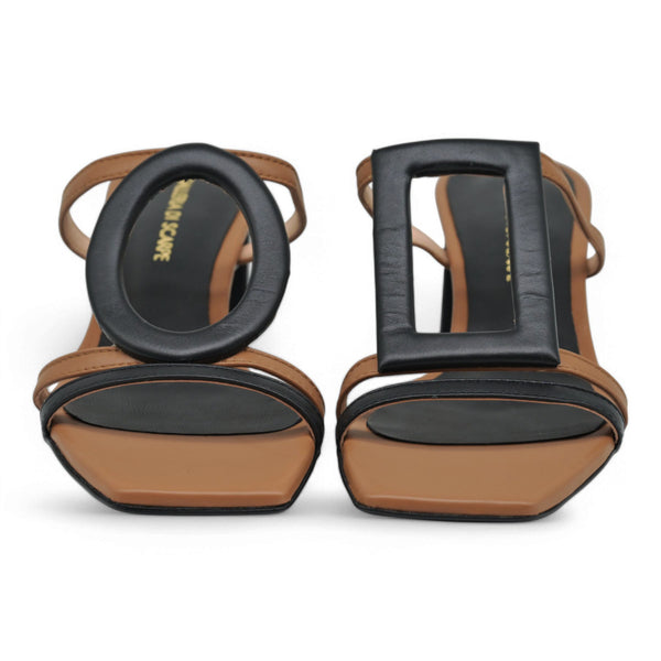 Galleria di Scarpe Twins Mules με Σχέδιο από Γεωμετρικά Σχήματα - Μαύρο/Ταμπά