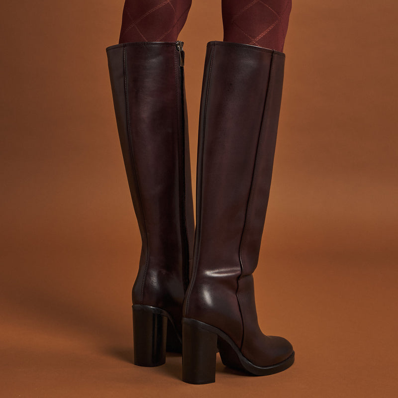 Gianni Crasto 8557 Μπότες με Ψηλή Γάμπα και Τακούνι - Μπορντό Δέρμα