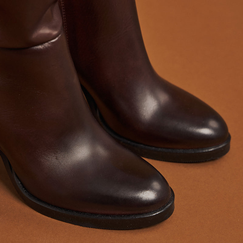 Gianni Crasto 8557 Μπότες με Ψηλή Γάμπα και Τακούνι - Μπορντό Δέρμα