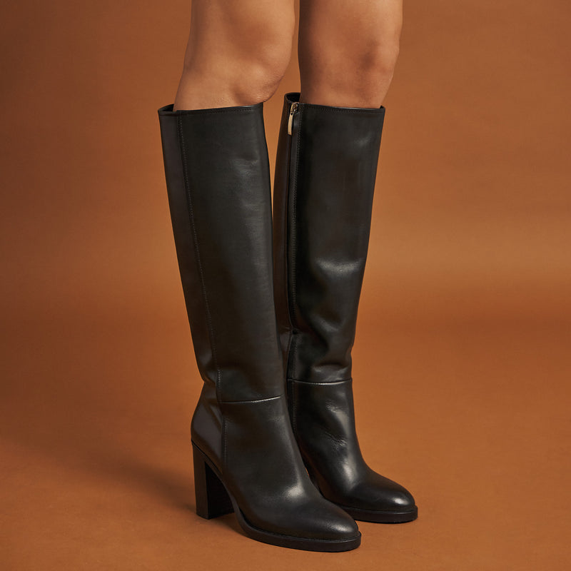 Gianni Crasto 8557 Μπότες με Ψηλή Γάμπα και Τακούνι - Μαύρο Δέρμα