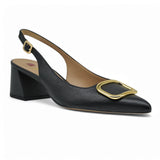 Hogl 4623 Slingback Γοβάκια με Χρυσή Τόκα - Μαύρο