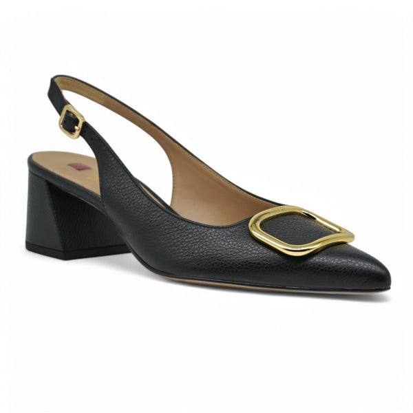 Hogl 4623 Slingback Γοβάκια με Χρυσή Τόκα - Μαύρο