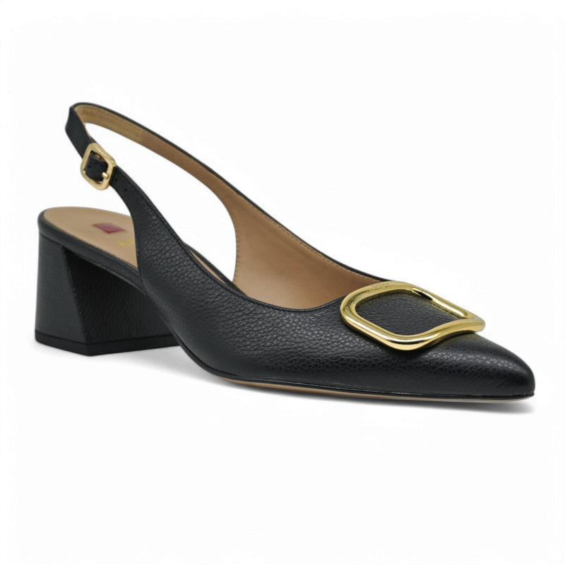 Hogl 4623 Slingback Γοβάκια με Χρυσή Τόκα - Μαύρο