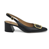 Hogl 4623 Slingback Γοβάκια με Χρυσή Τόκα - Μαύρο