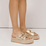 Janet & Janet 122 Flatform Παντόφλες - Χρυσό