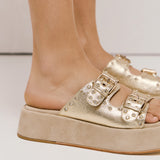 Janet & Janet 122 Flatform Παντόφλες - Χρυσό
