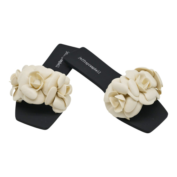 Jeffrey Campbell Flowrz Σανδάλια Φλατ με Λουλούδια - Cream