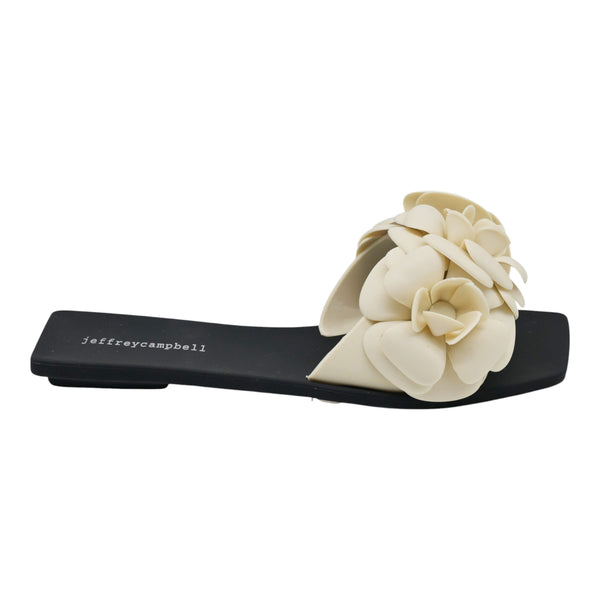Jeffrey Campbell Flowrz Σανδάλια Φλατ με Λουλούδια - Cream