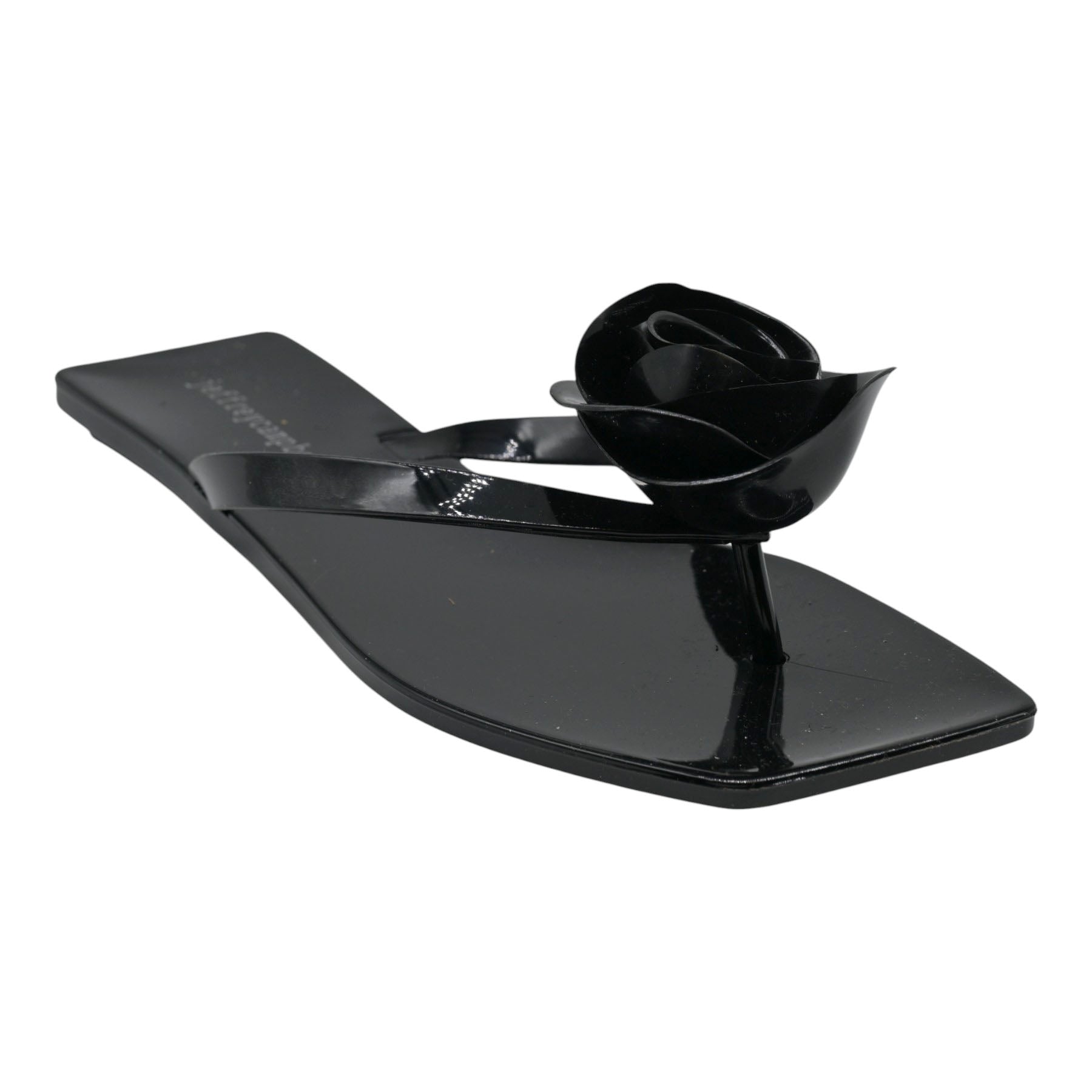 Jeffrey Campbell Sweeten Παντόφλες Φλατ με Δάχτυλο και Λουλούδι - Μαύρο