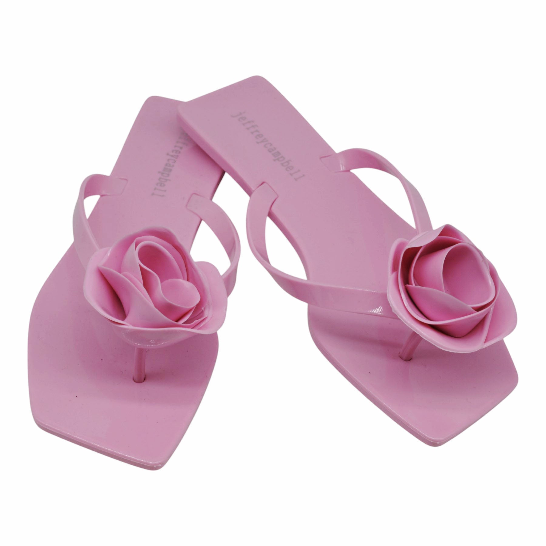 Jeffrey Campbell Sweeten Παντόφλες Φλατ με Δάχτυλο και Λουλούδι - Ροζ