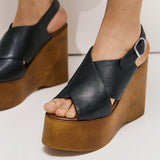 Jeffrey Campbell Fiddle Πλατφόρμες Χιαστί με Ξύλο - Μαύρο