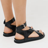 Jeffrey Campbell Hvar Σανδάλια Φλατ Gladiator - Μαύρο