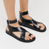 Jeffrey Campbell Hvar Σανδάλια Φλατ Gladiator - Μαύρο