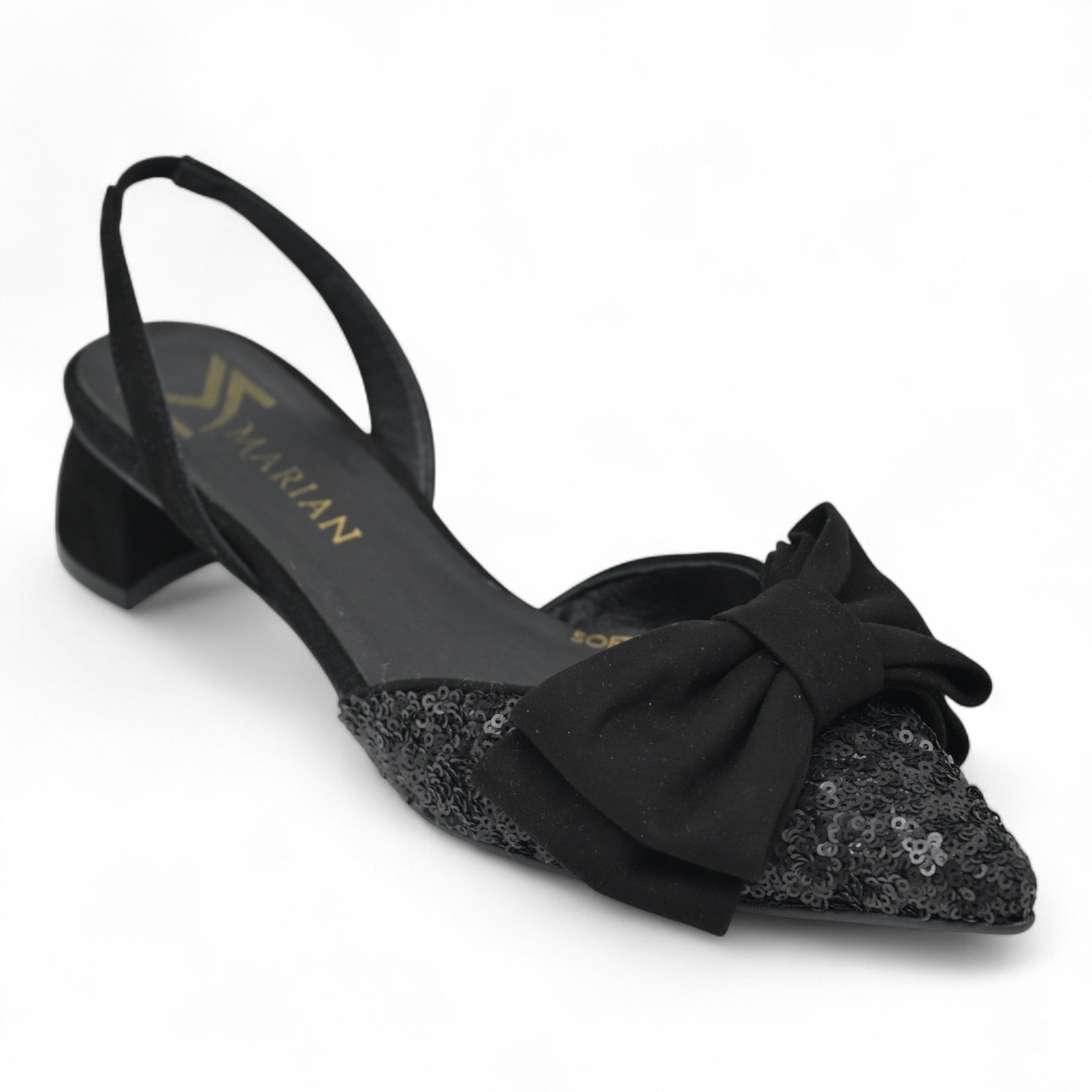 Marian 1305 Slingback Γόβες με Παγιέτα - Μαύρο