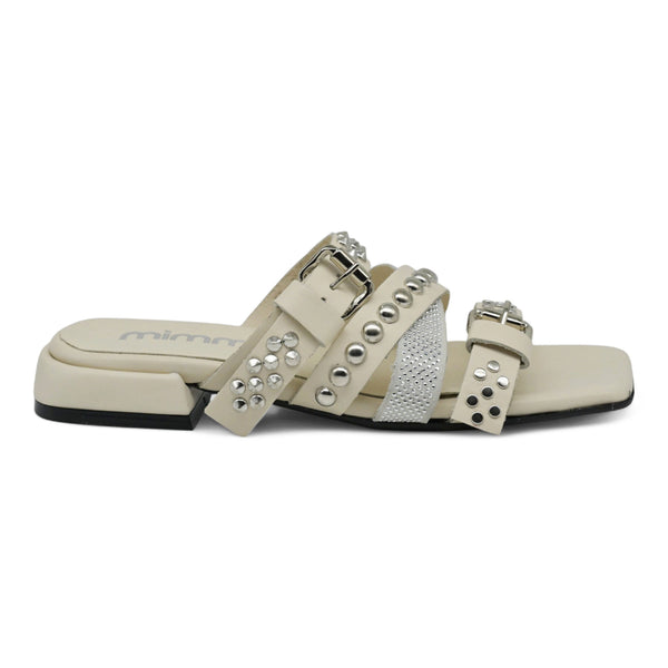 Mimmu 397 Παντόφλες με Πλεγμένα Λουράκια - Off White
