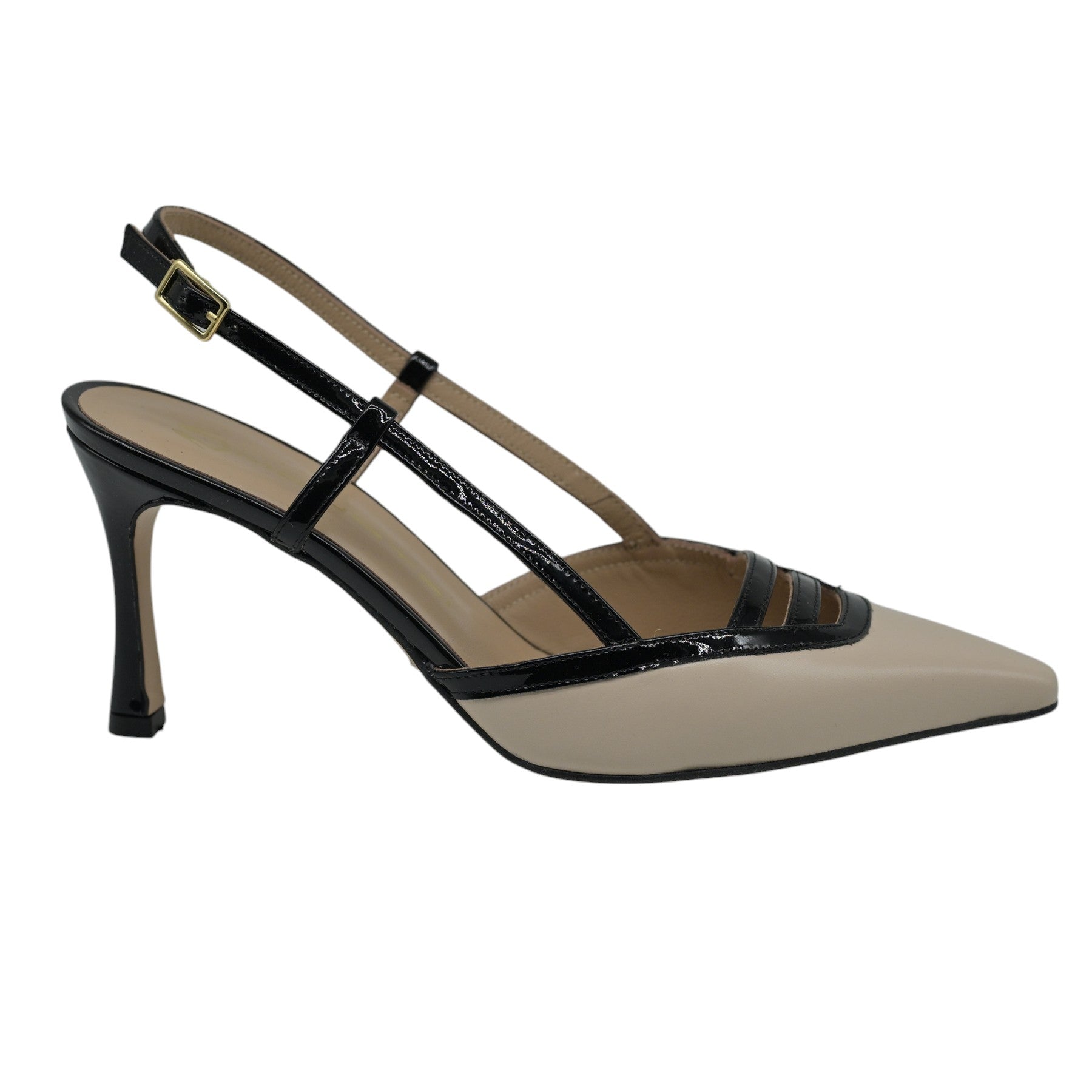 Mourtzi 71609 Γόβες Slingback - Nude με Μαύρο