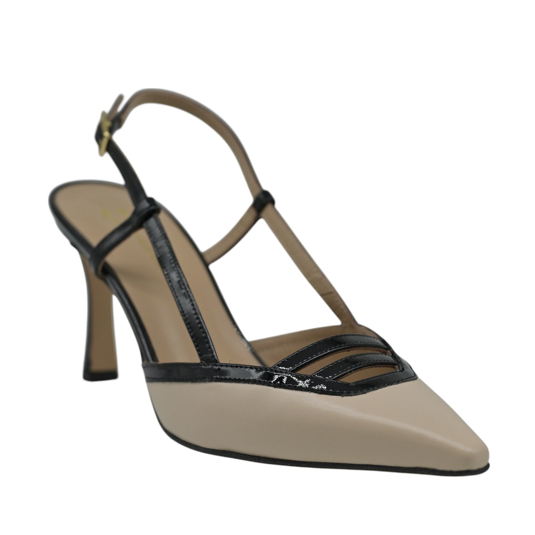 Mourtzi 71609 Γόβες Slingback - Nude με Μαύρο