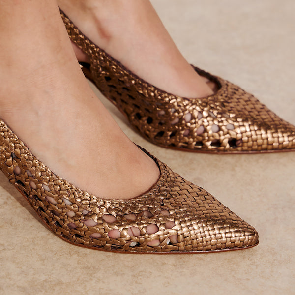 Pons Quintana 10786 Slingback Μεταλλικές Πλεκτές Γόβες - Oassi