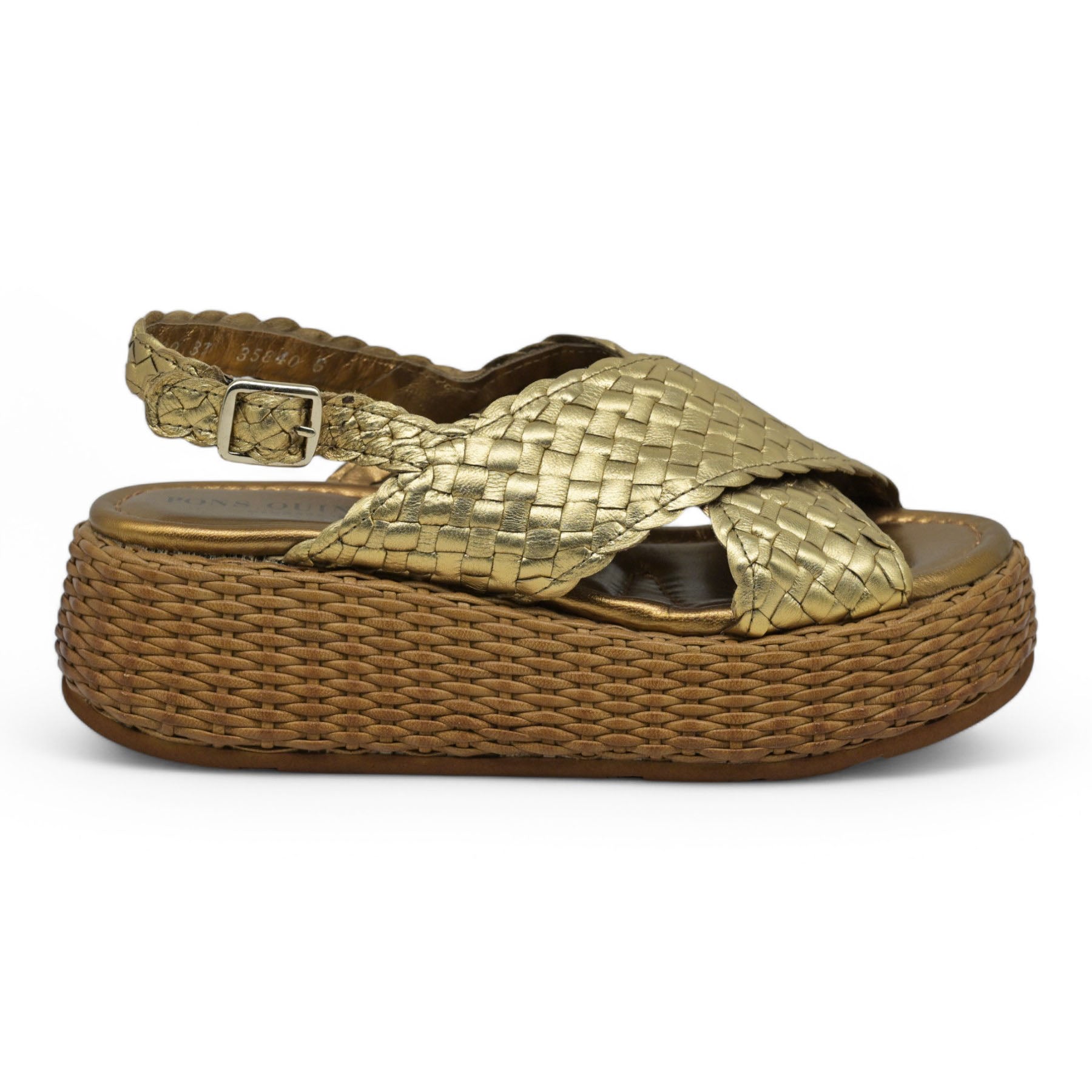 Pons Quintana 10829 Σανδάλια Πλεκτά Μεταλλικά Δίπατα - Oassi Bamboo