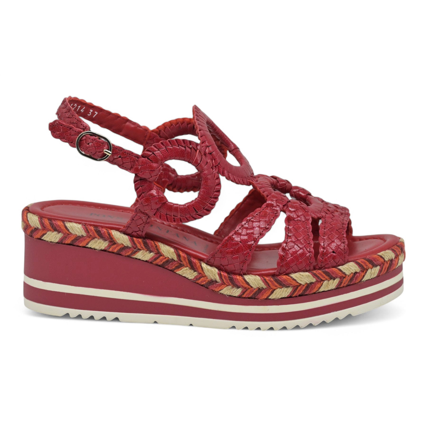 Pons Quintana 11214 Πλεκτές Πλατφόρμες με Διχρωμία - Κόκκινο