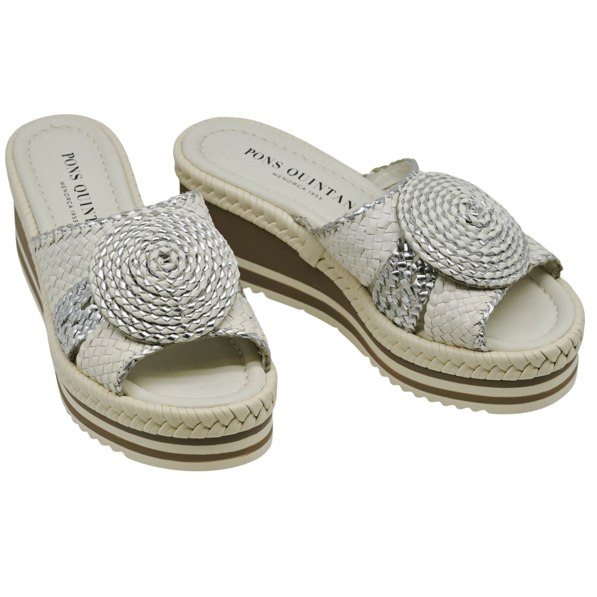 Pons Quintana 11215 Παντόφλες Πλατφόρμα - Milk/Silver