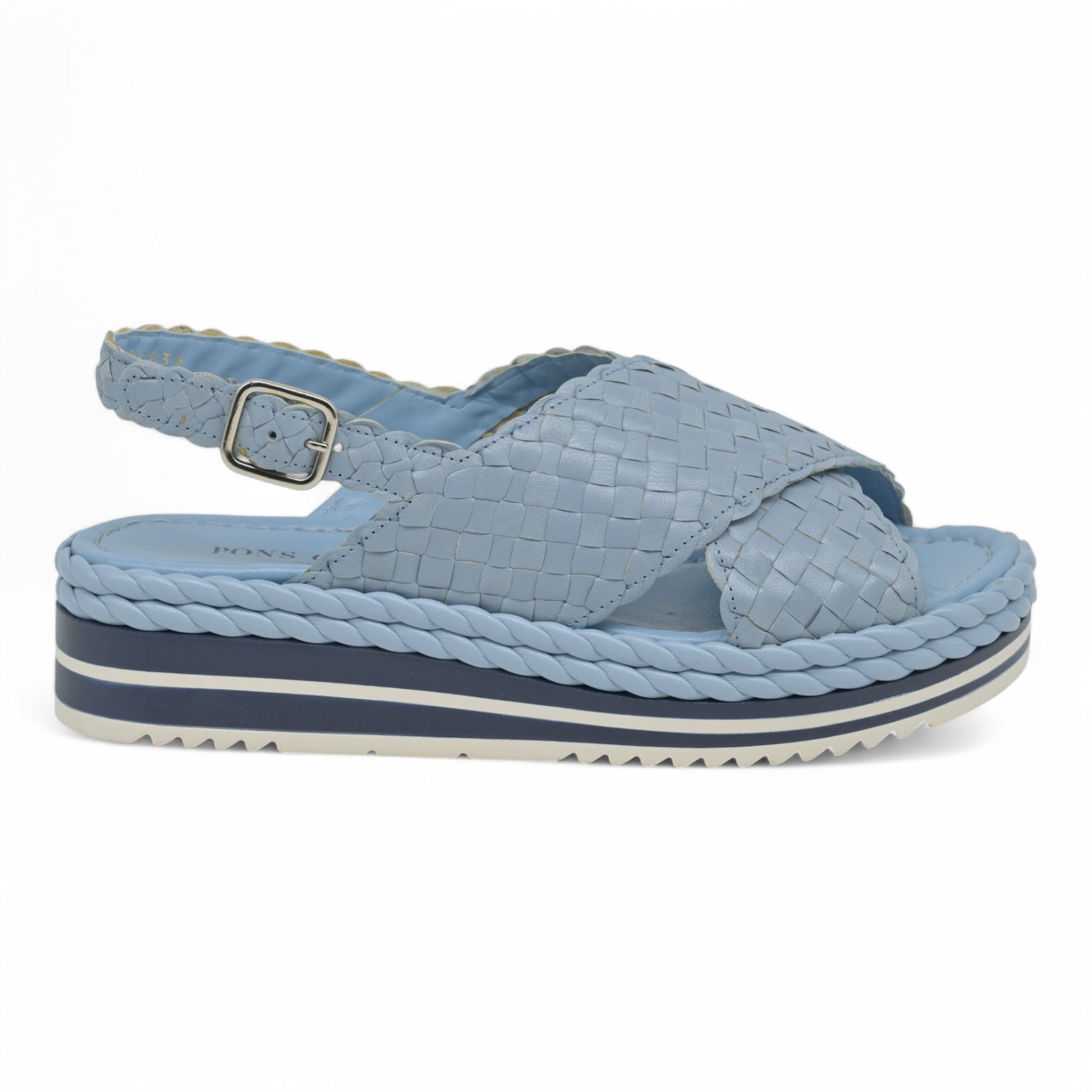 Pons Quintana 9797 Πλατφόρμες Πλεκτές Χιαστί - Γαλάζιο