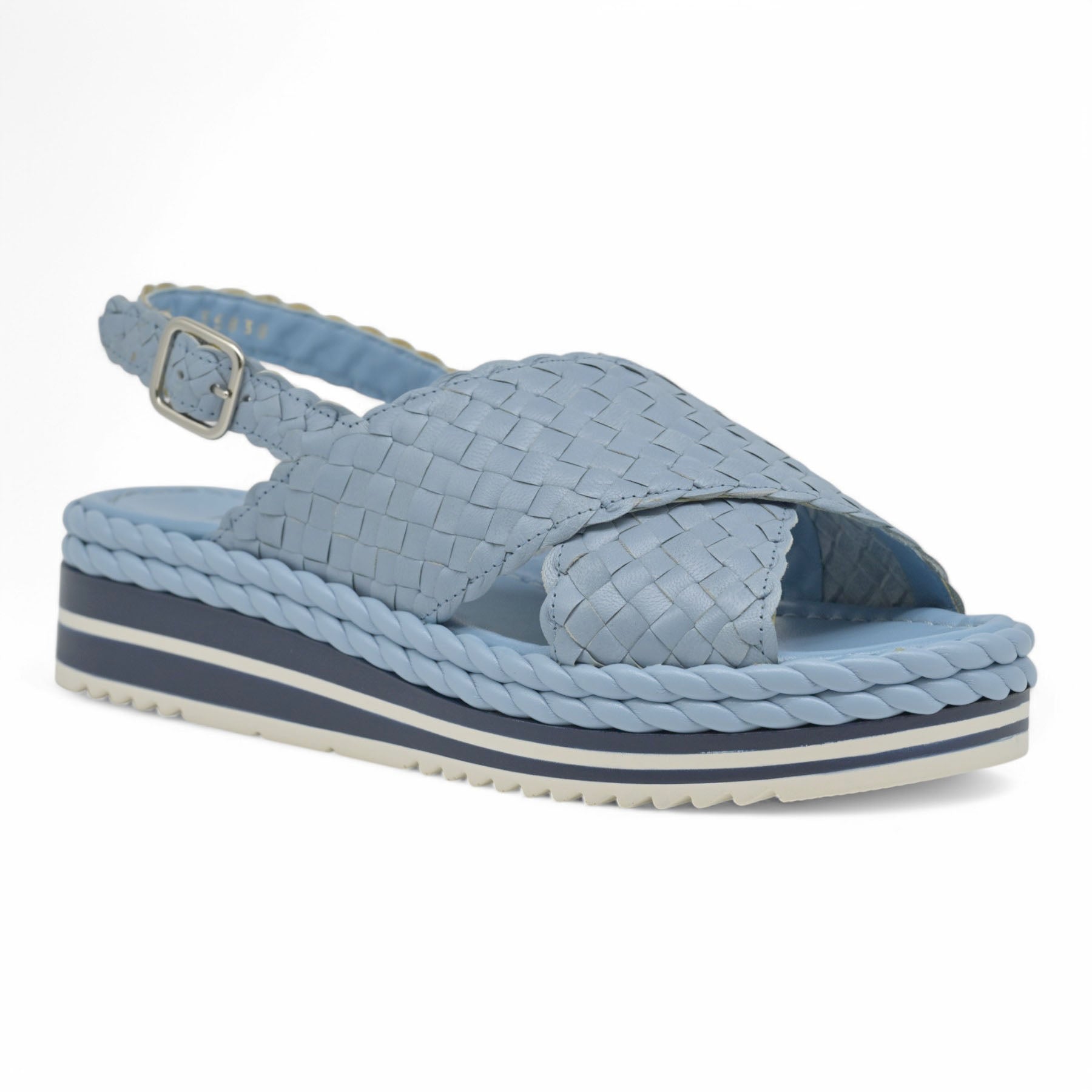 Pons Quintana 9797 Πλατφόρμες Πλεκτές Χιαστί - Γαλάζιο