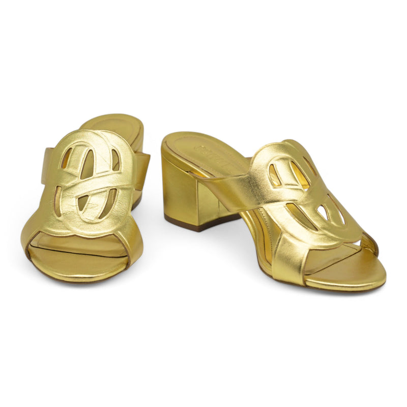 SCHUTZ 20001-Met Mules με Καρέ Τακούνι - Χρυσό