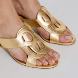 SCHUTZ 20001-Met Mules με Καρέ Τακούνι - Χρυσό
