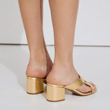 SCHUTZ 20001-Met Mules με Καρέ Τακούνι - Χρυσό