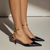 Schutz 21945 Slingback Γόβες με Χρυσή Μπαρέτα - Μαύρο