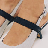 VIC MATIE 1118 Γόβες Slingback με Ύφασμα - Light Grey